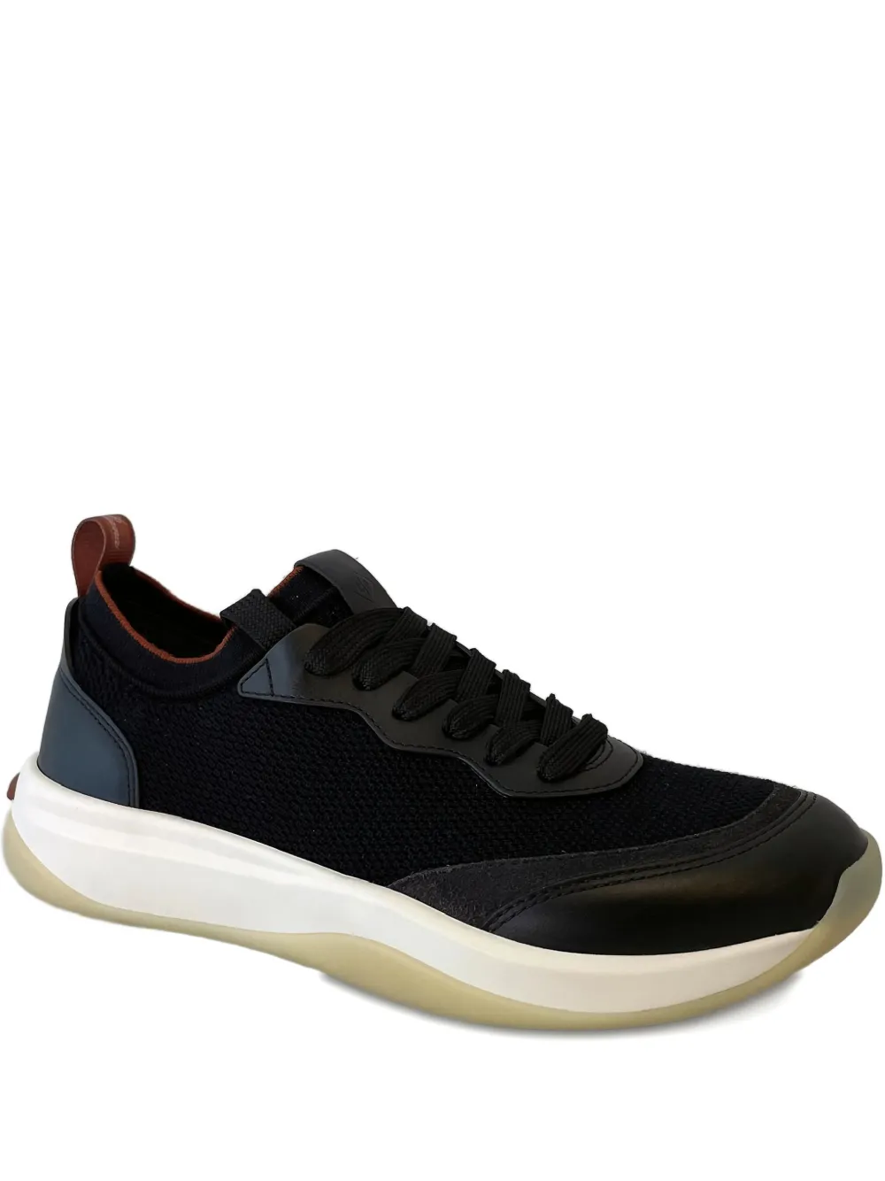 mesh-panel leather sneakers