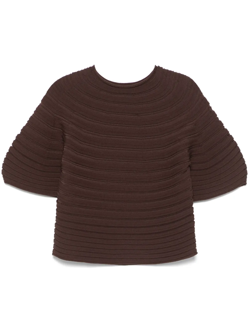 Pleats Please Issey Miyake Gebreide top met paddestoel-effect Bruin