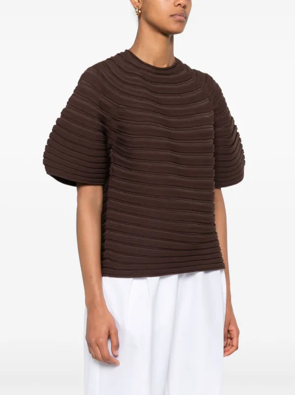 2025-25 秋冬新作  Top mushroom-knit Miyake Issey Please Pleats | FARFETCH | Brown トップス