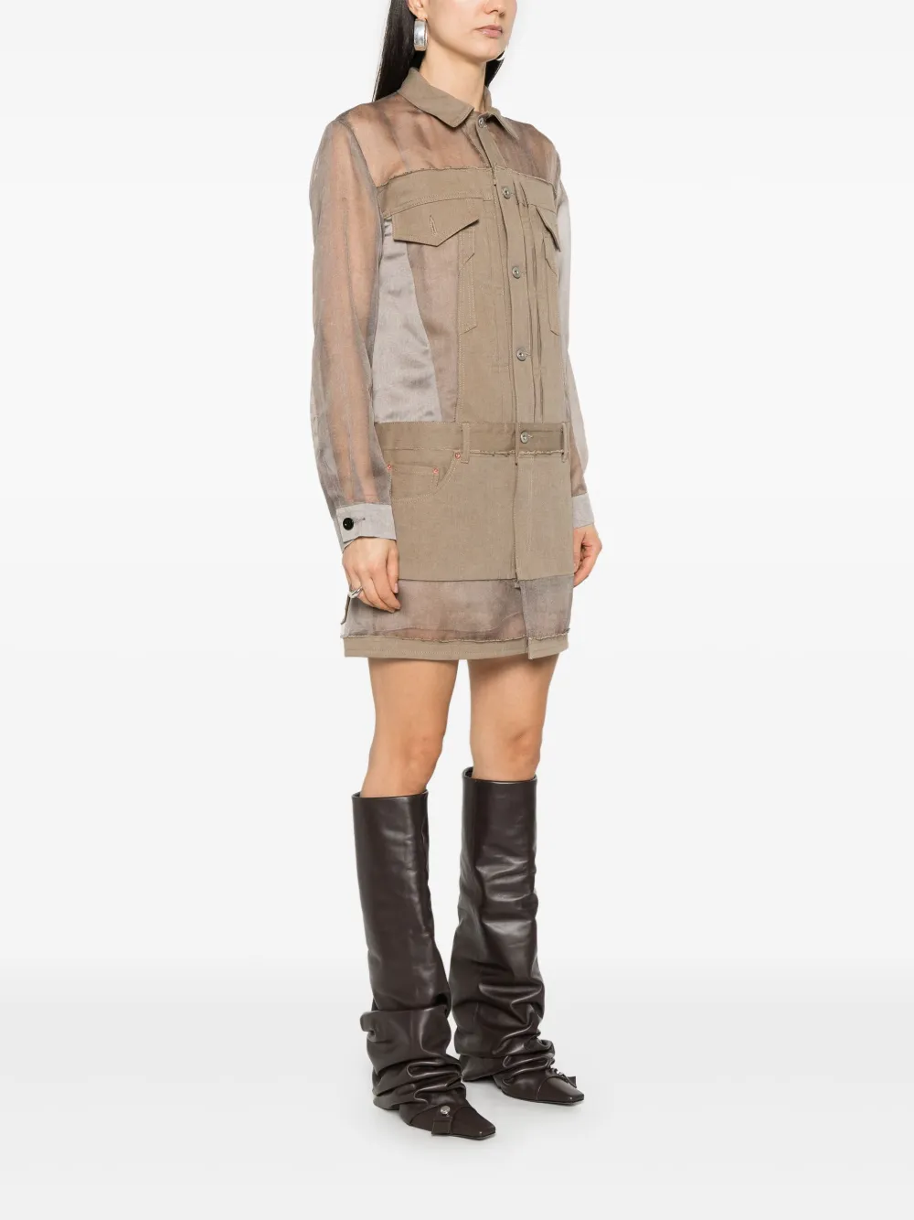 sacai Mini-jurk met vlakken Bruin