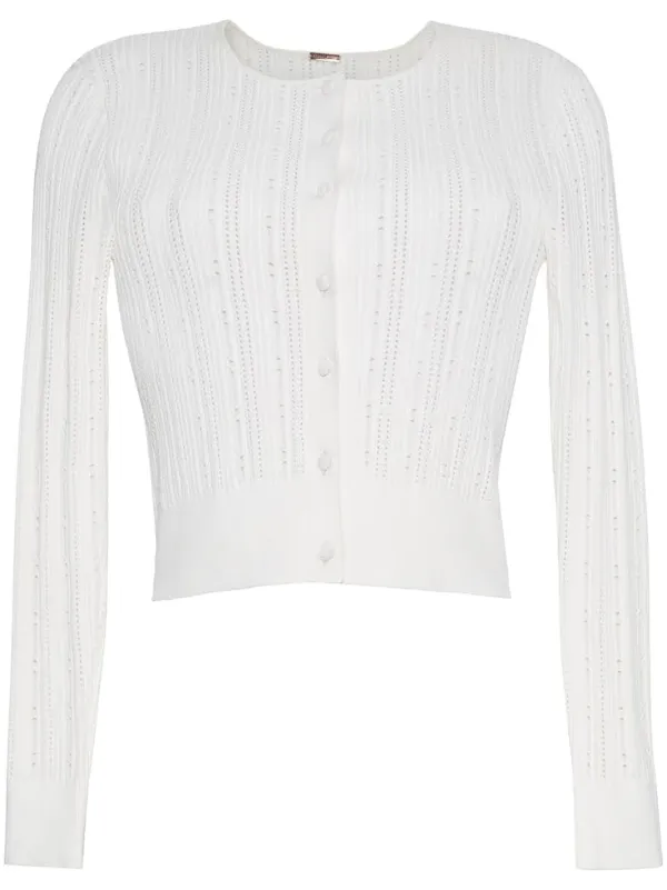 Adam Lippes Faye Pointelle-knit Cardigan in White
