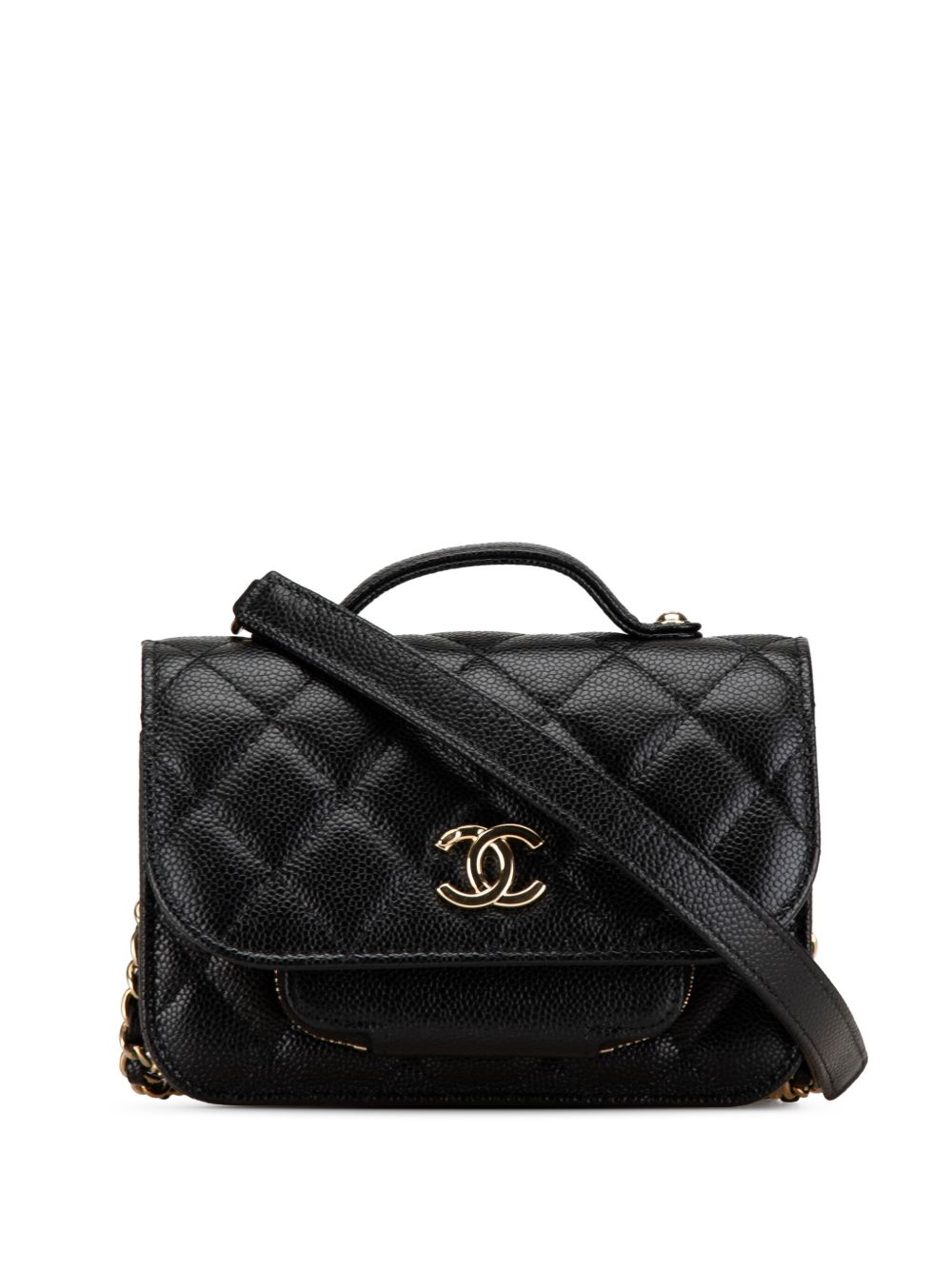 CHANEL 2021-2024 MINI CAVIAR BUSINESS AFFINITY TOP HANDLE FLAP SATCHEL