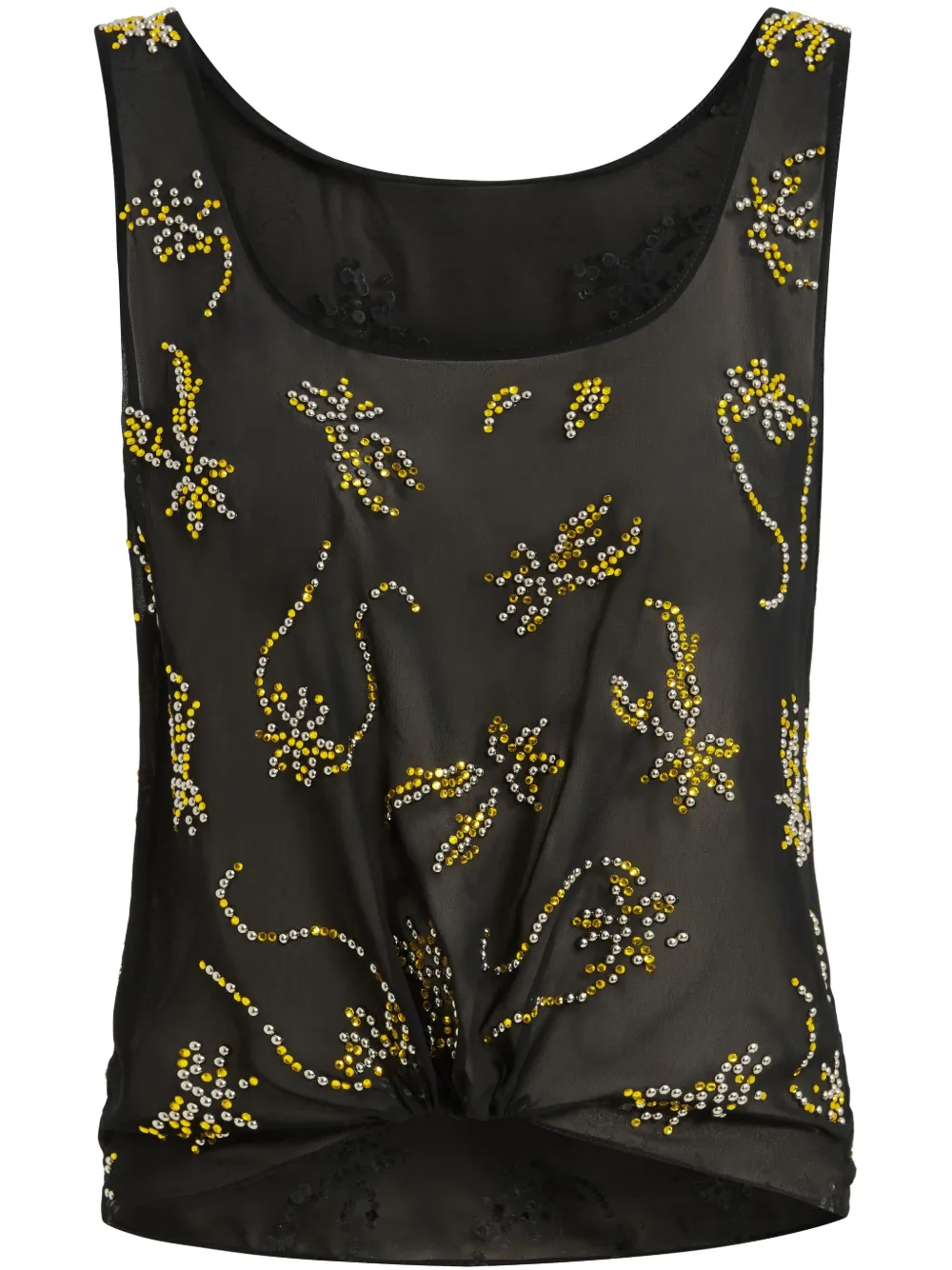 16arlington Gilda Twisted Gold-print Top In 黑色