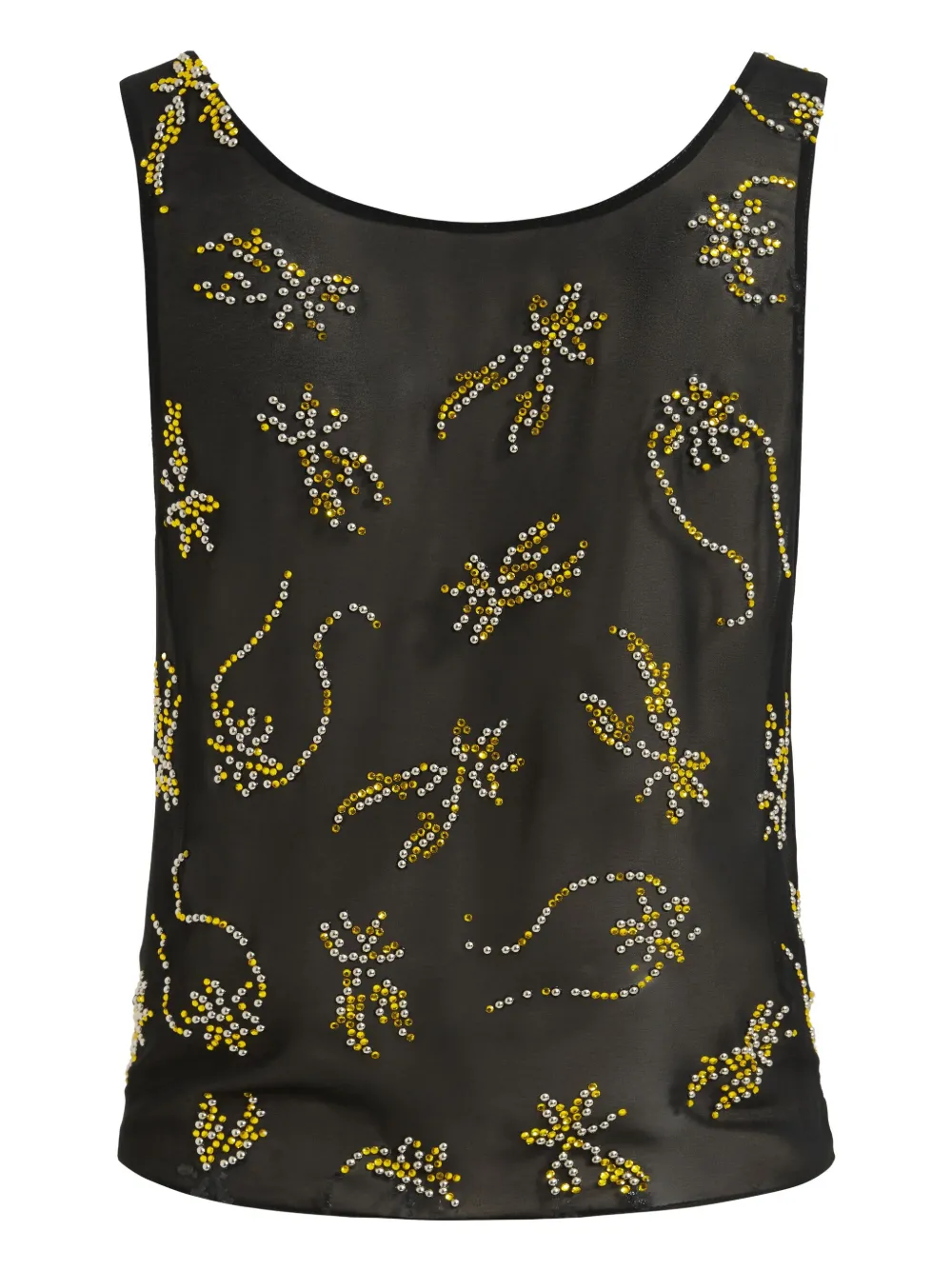 16arlington Gilda Twisted Gold-print Top In 黑色
