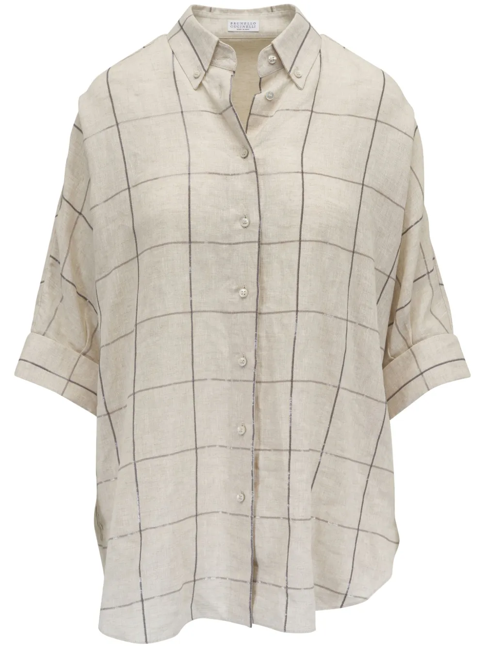 Brunello Cucinelli grid-pattern shirt | Neutrals | Image 1