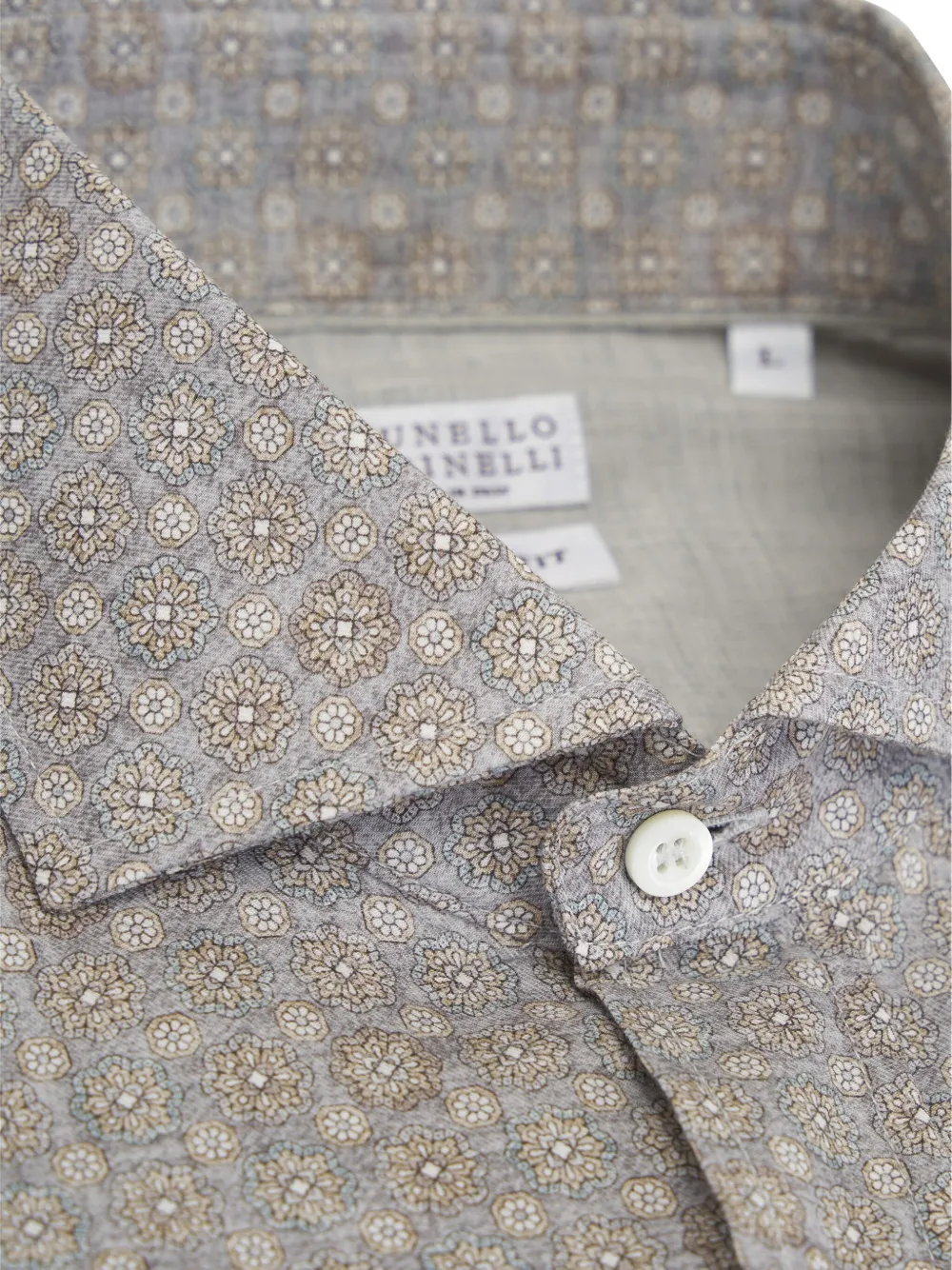 Brunello Cucinelli Overhemd met mozaïek-print - Grijs