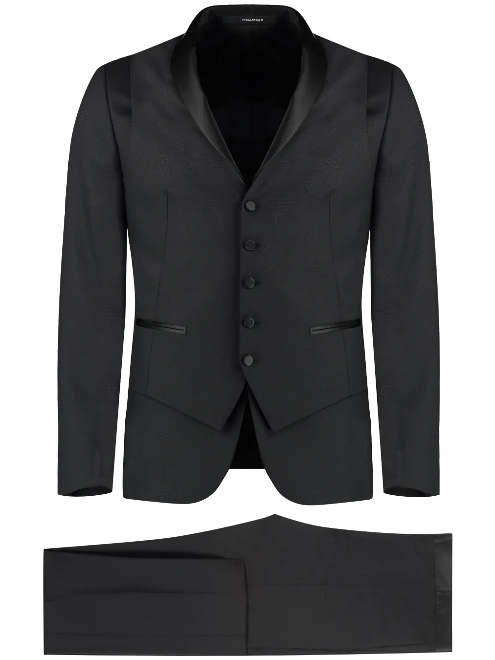Shop Tagliatore Satin-trim Suit