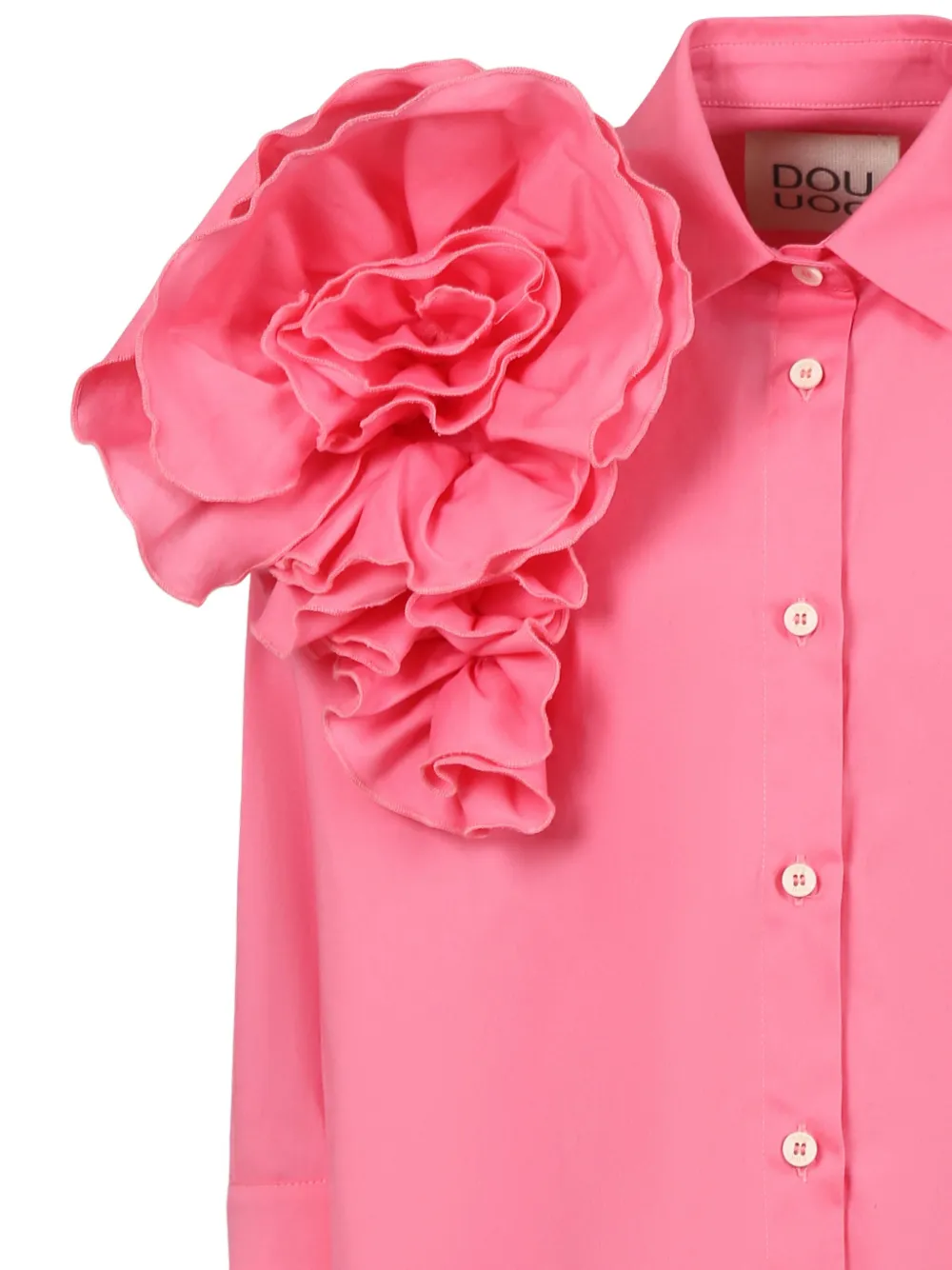 Shop Douuod Floral-appliqué Shirt In Pink