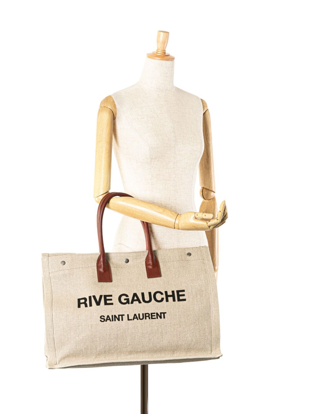 Saint Laurent Pre-Owned 2017 grote Rive Gauche Noe Cabas canvas shopper - Bruin