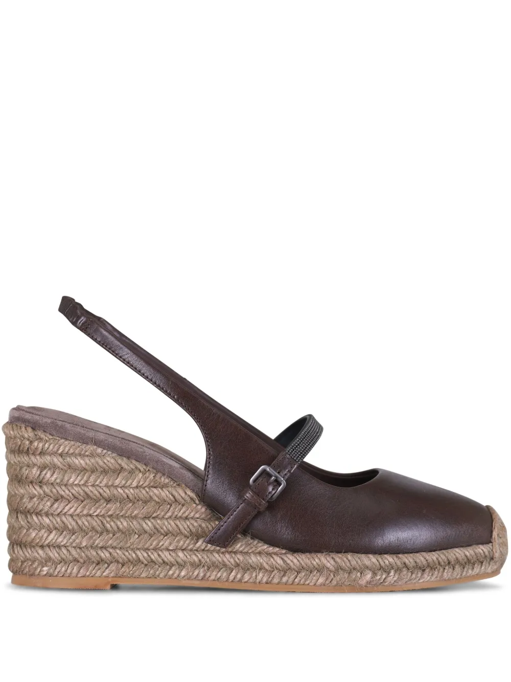 Brunello Cucinelli Espadrilles met sleehak Bruin