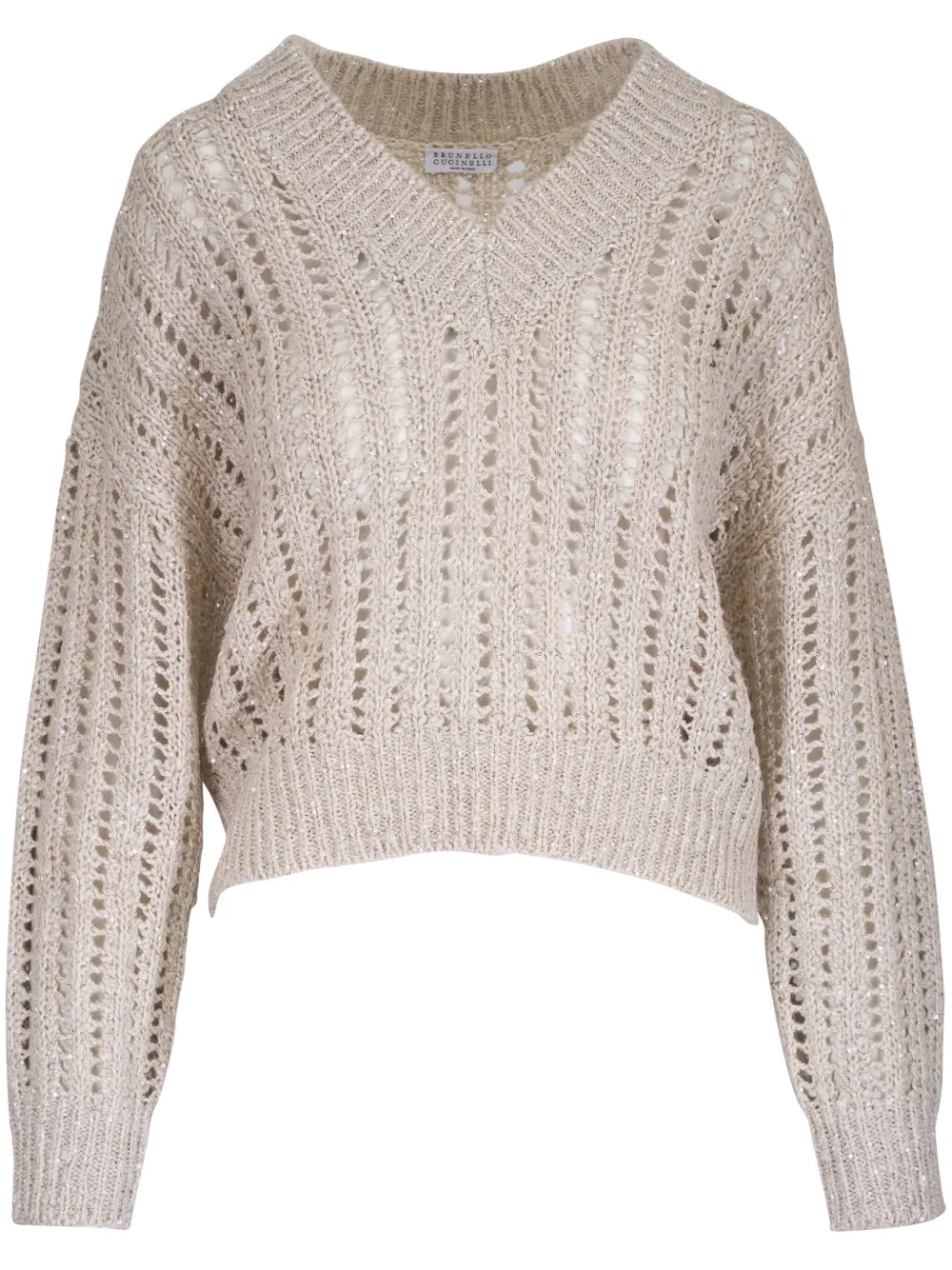 Shop Brunello Cucinelli Open-knit Sweater In 中性色