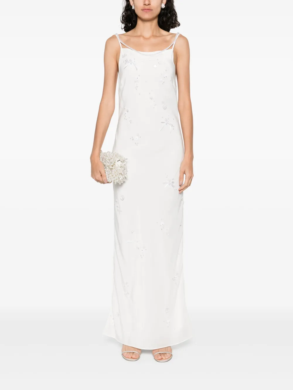 Bernadette pearl-embroidered maxi dress - F77 - IVORY WITH PEARL EMBROIDERY & NECKLACE