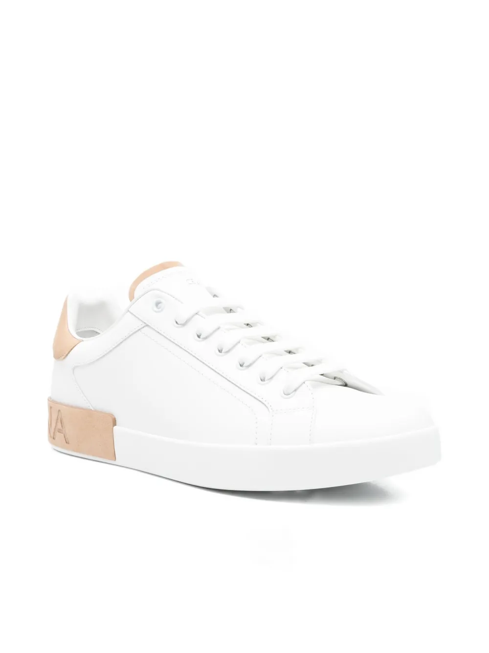 Dolce & Gabbana Portofino leren sneakers met vlakken Wit