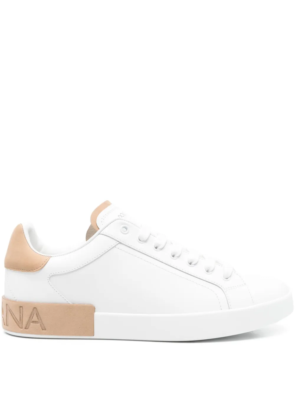 Dolce & Gabbana Portofino leren sneakers met vlakken Wit