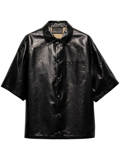 Prada chemise en cuir - Noir - Prada - Modalova