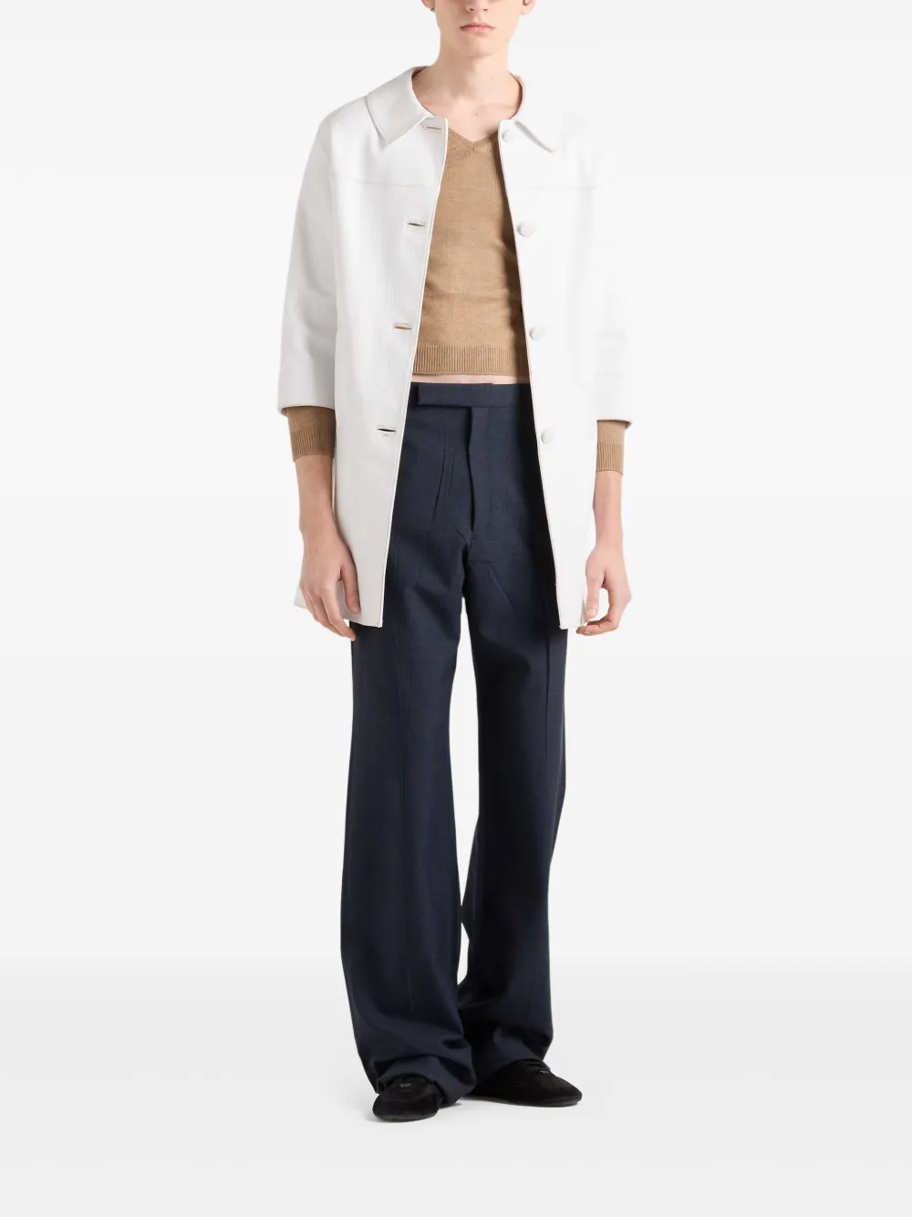 Prada Leren jas met logo - Wit
