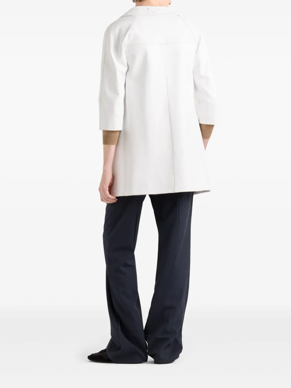 Prada Leren jas met logo Wit