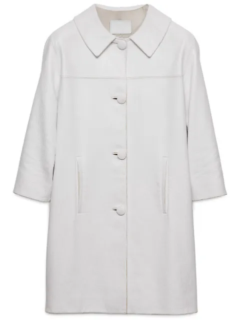 Prada triangle-logo leather coat