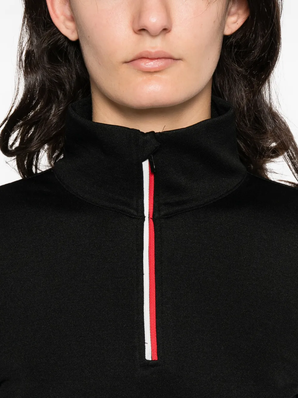 We Norwegians Zipup High Neck Bibi Performance Top In Black