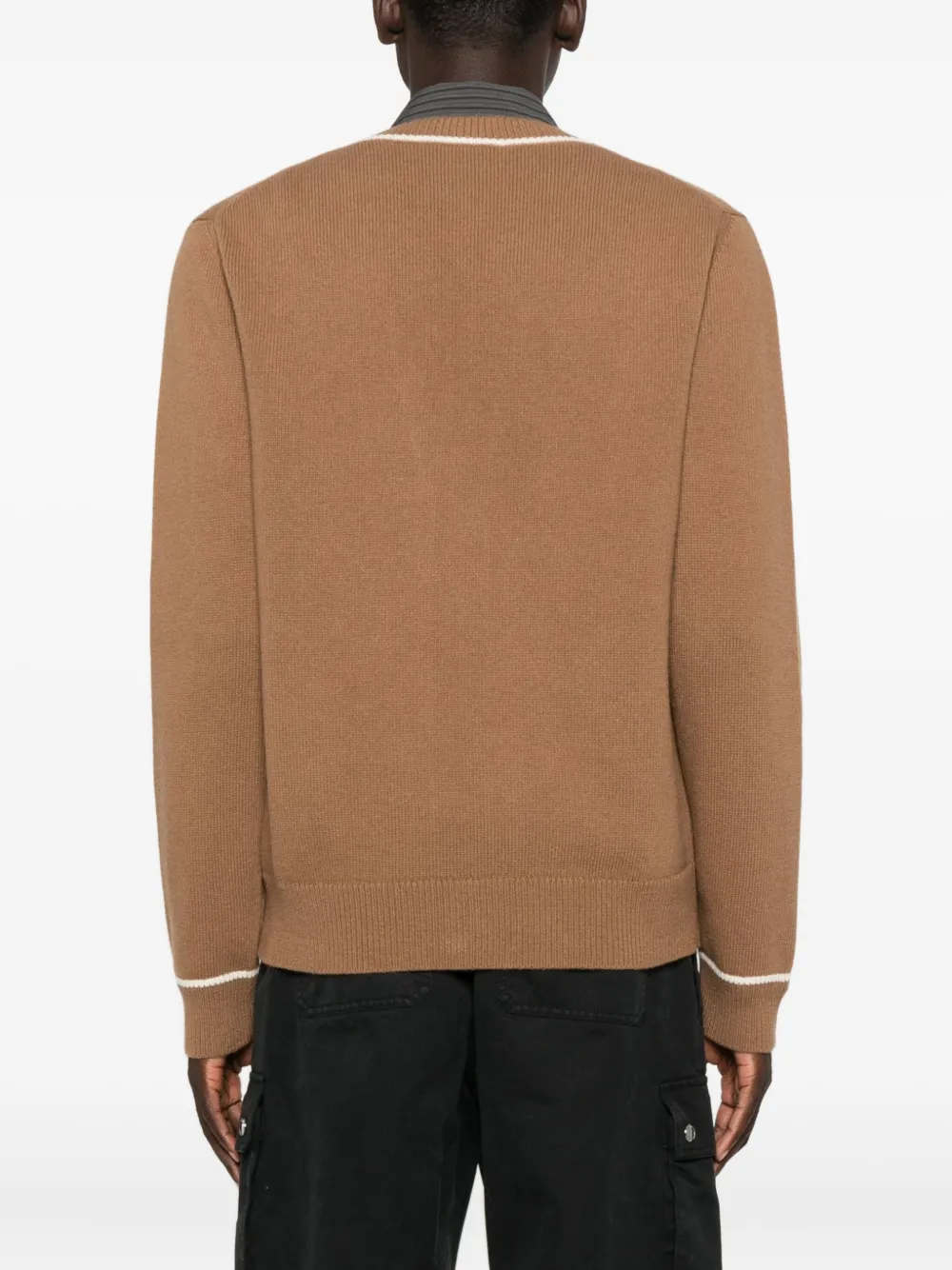 Dolce & Gabbana Virgin Wool Cardigan With Dg Inlay In Brown