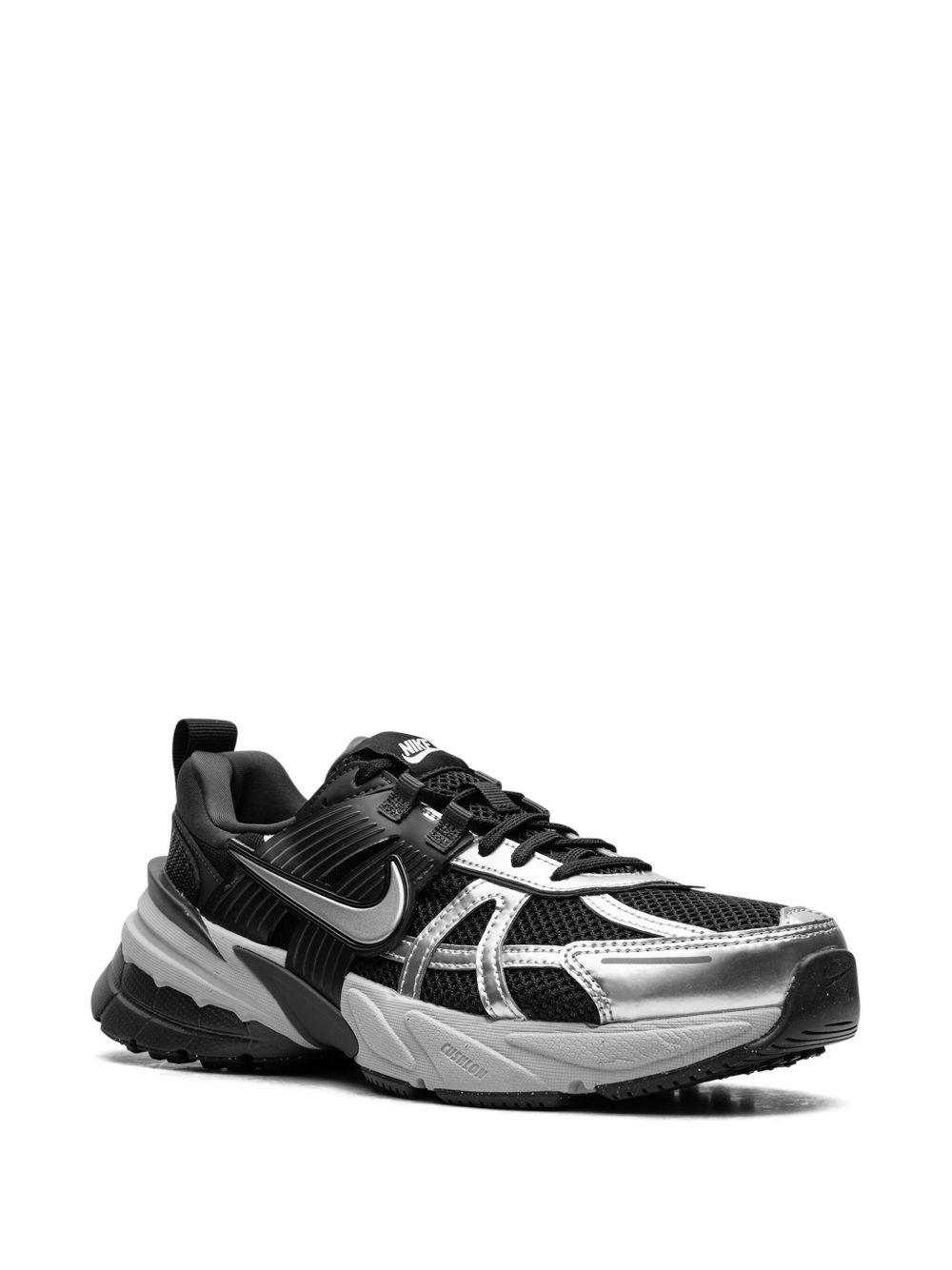 Nike V2K Run Black Metallic Silver sneakers - Zwart