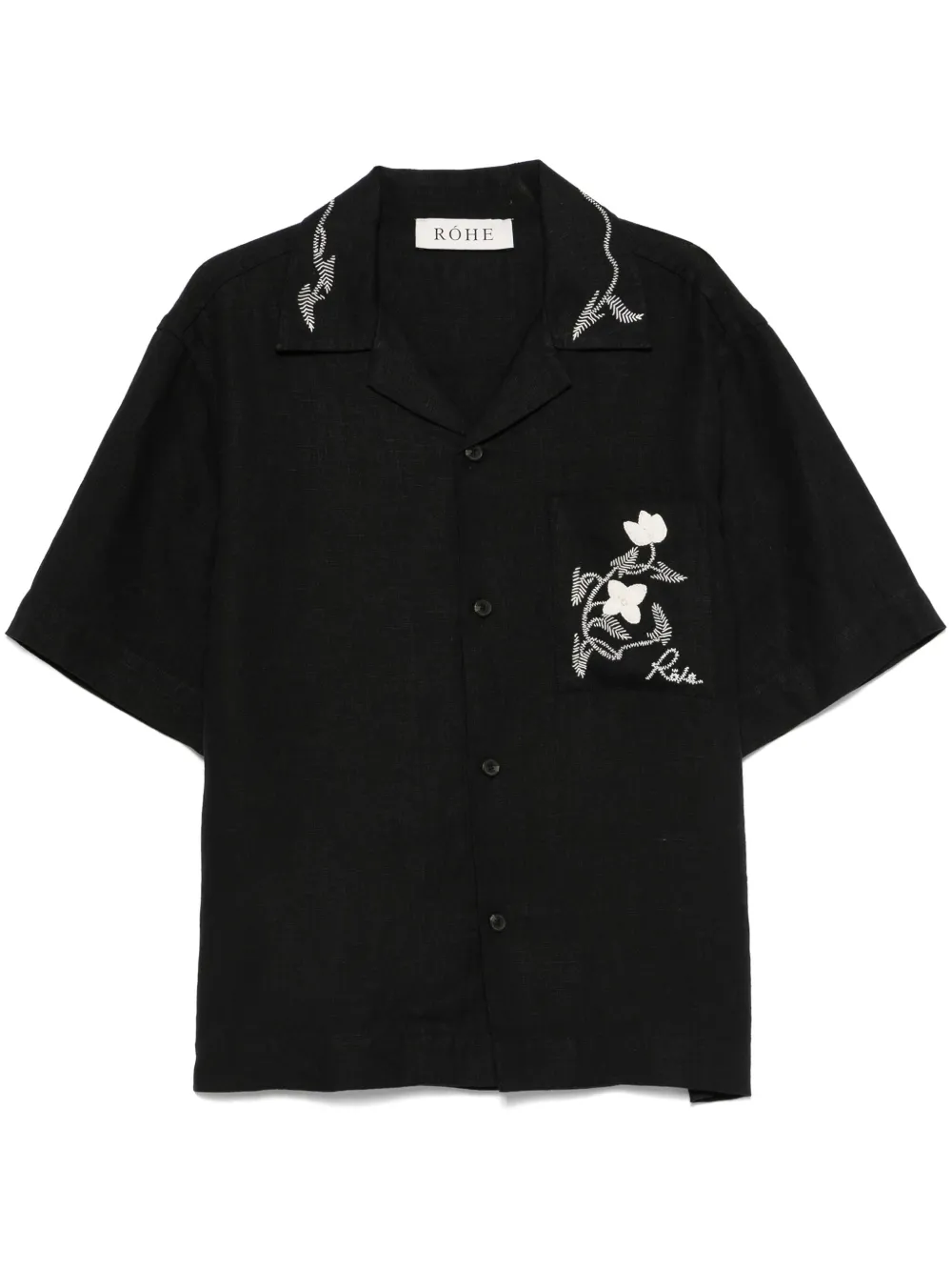 Róhe chemise à fleurs brodées | noir | Image 1