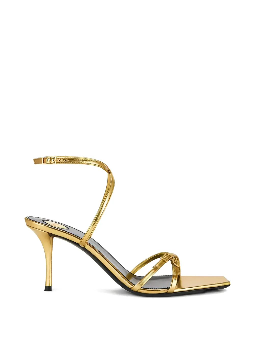 Saint Laurent 75 mm Lydia sandalen met enkelbandje Goud
