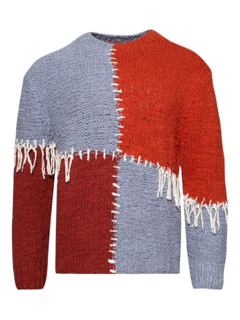The Elder Statesman fringe-embellished patchwork sweater