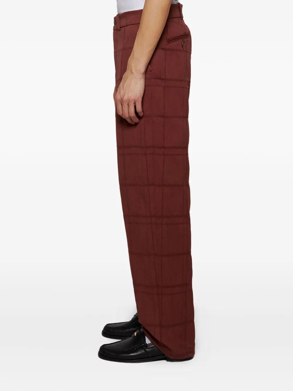The Elder Statesman Katoenen geruite broek Bruin