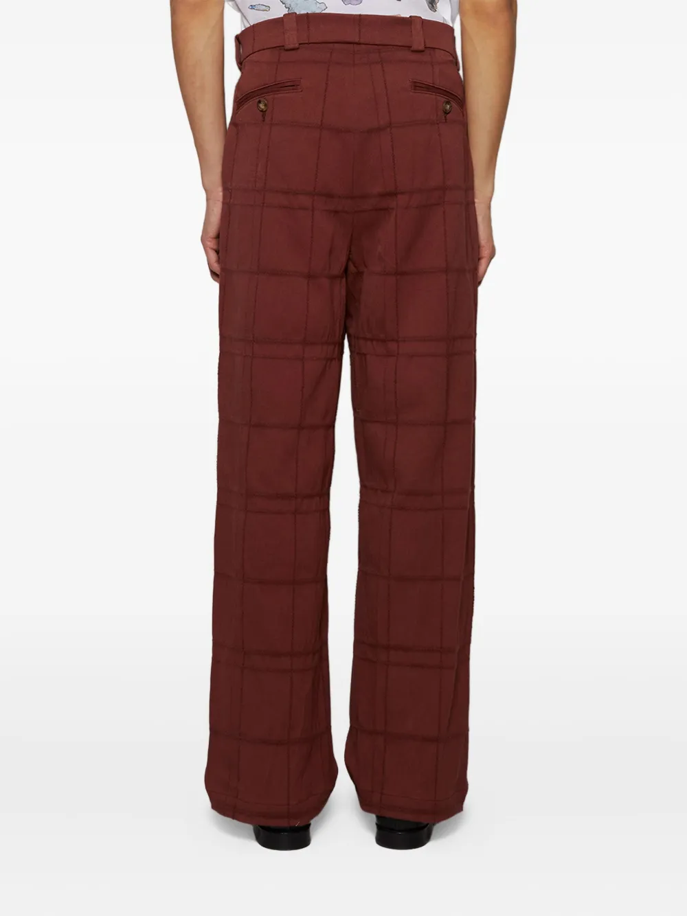 The Elder Statesman Katoenen geruite broek Bruin