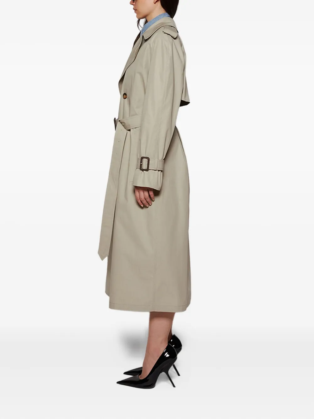 WARDROBE.NYC Trenchcoat met dubbele rij knopen en ceintuur Grijs