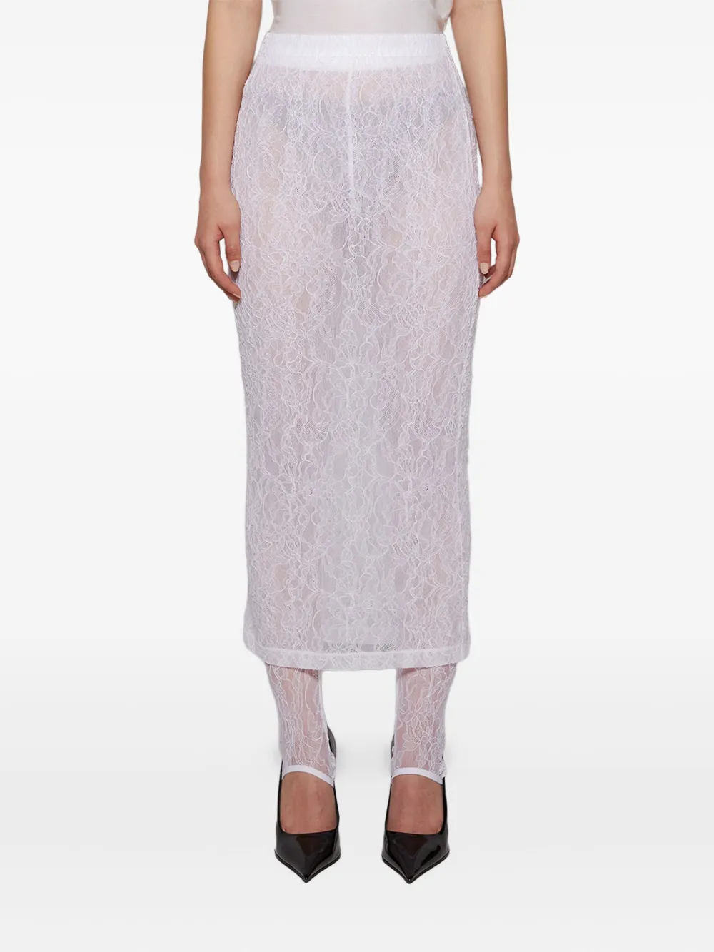 WARDROBE.NYC Midi-rok van kant Wit