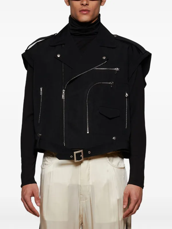 rick owens ベスト　ライダース Rick Owens クロップド ライダースベスト | ブラック | FARFETCH JP