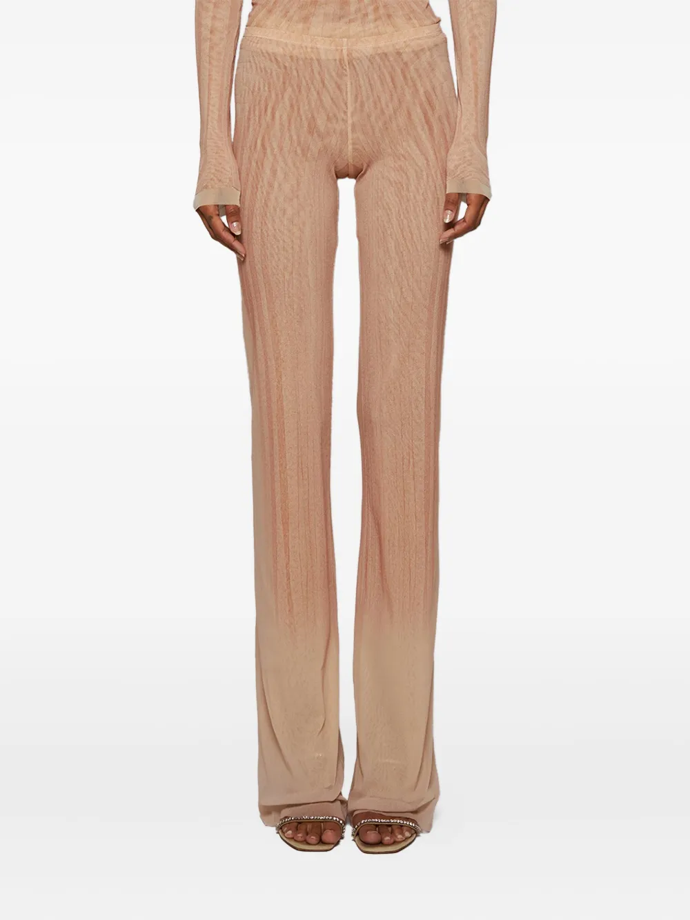 Jean Paul Gaultier Spiral-print mesh trousers Beige