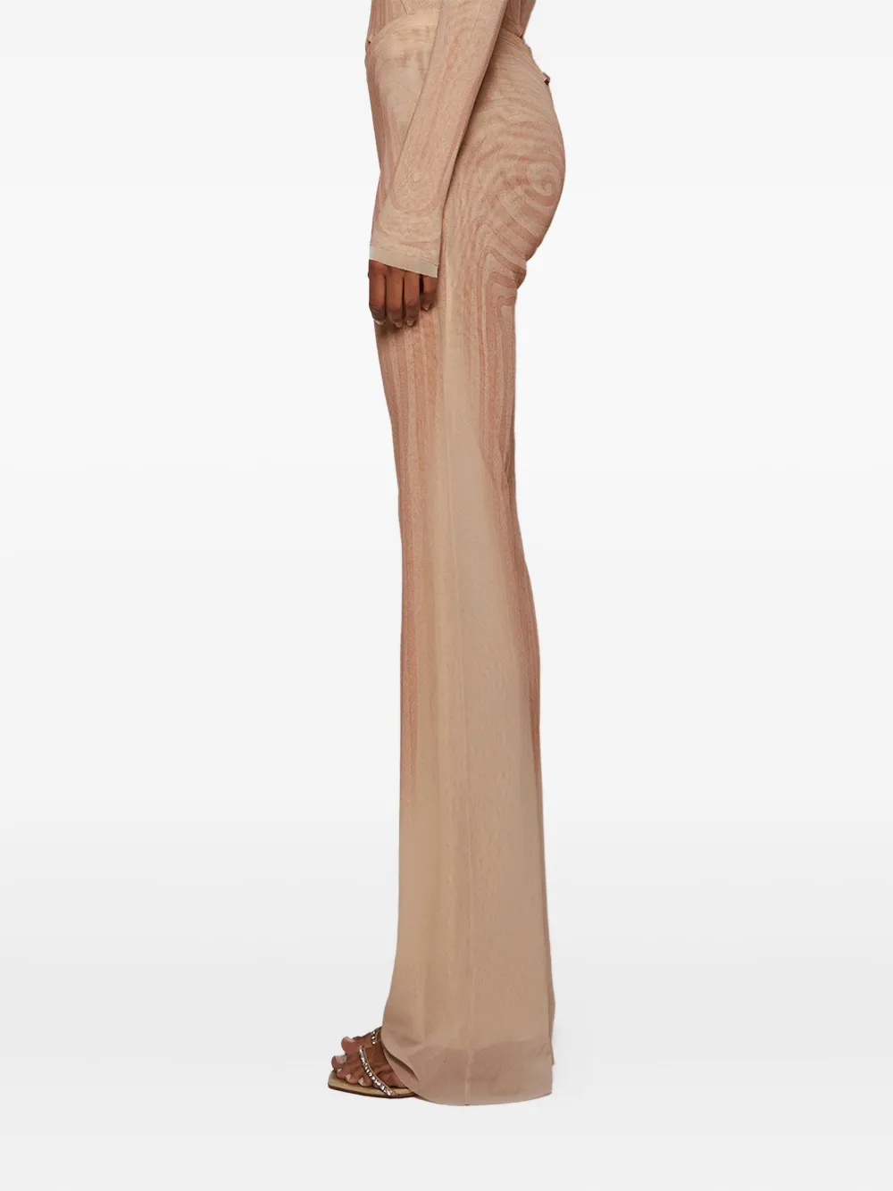 Jean Paul Gaultier Spiral-print mesh trousers Beige