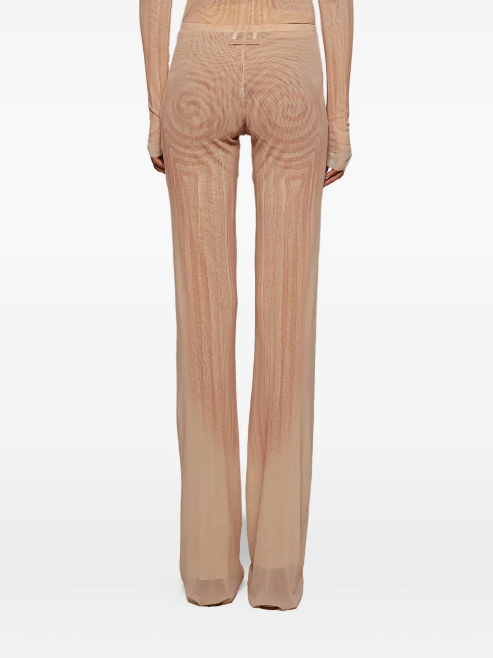 Jean Paul Gaultier Spiral-print mesh trousers Beige