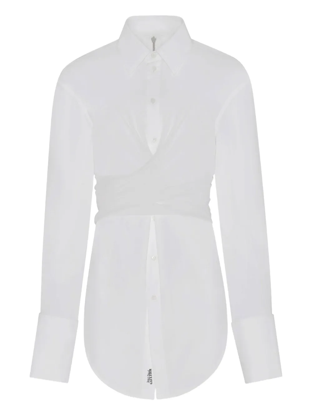 Jean Paul Gaultier draped zip-back shirt dress Wit
