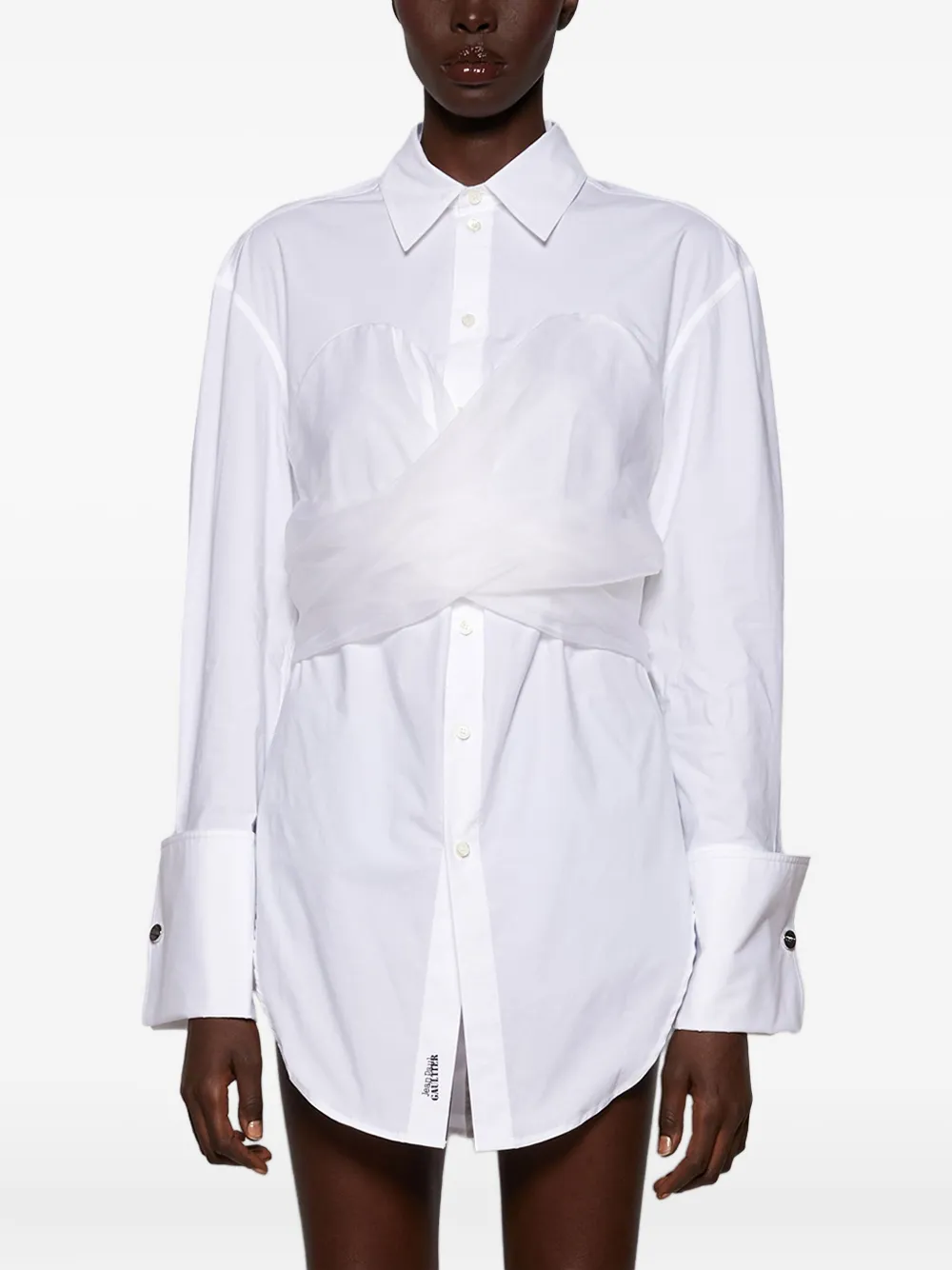 Jean Paul Gaultier draped zip-back shirt dress Wit