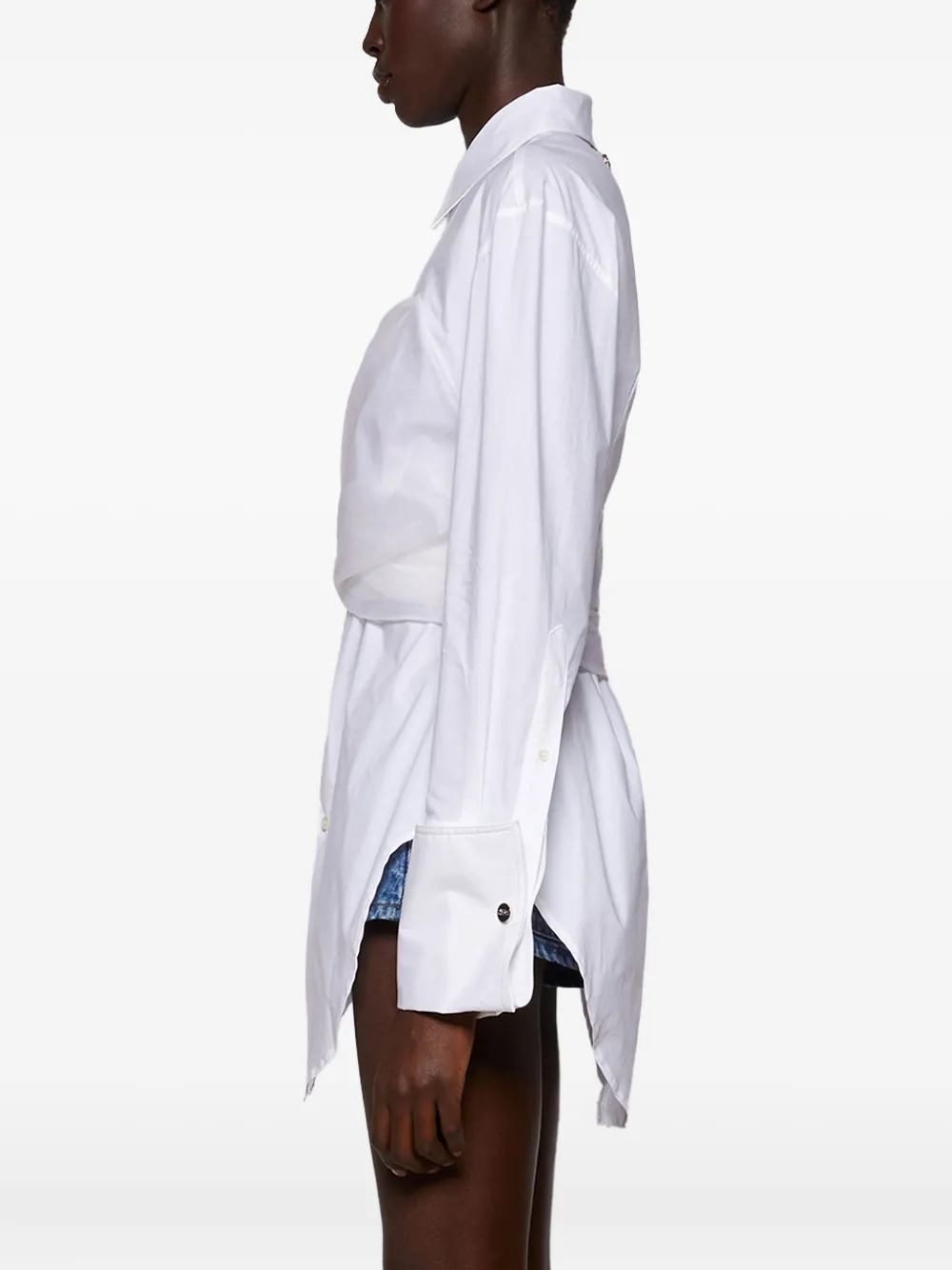 Jean Paul Gaultier draped zip-back shirt dress Wit
