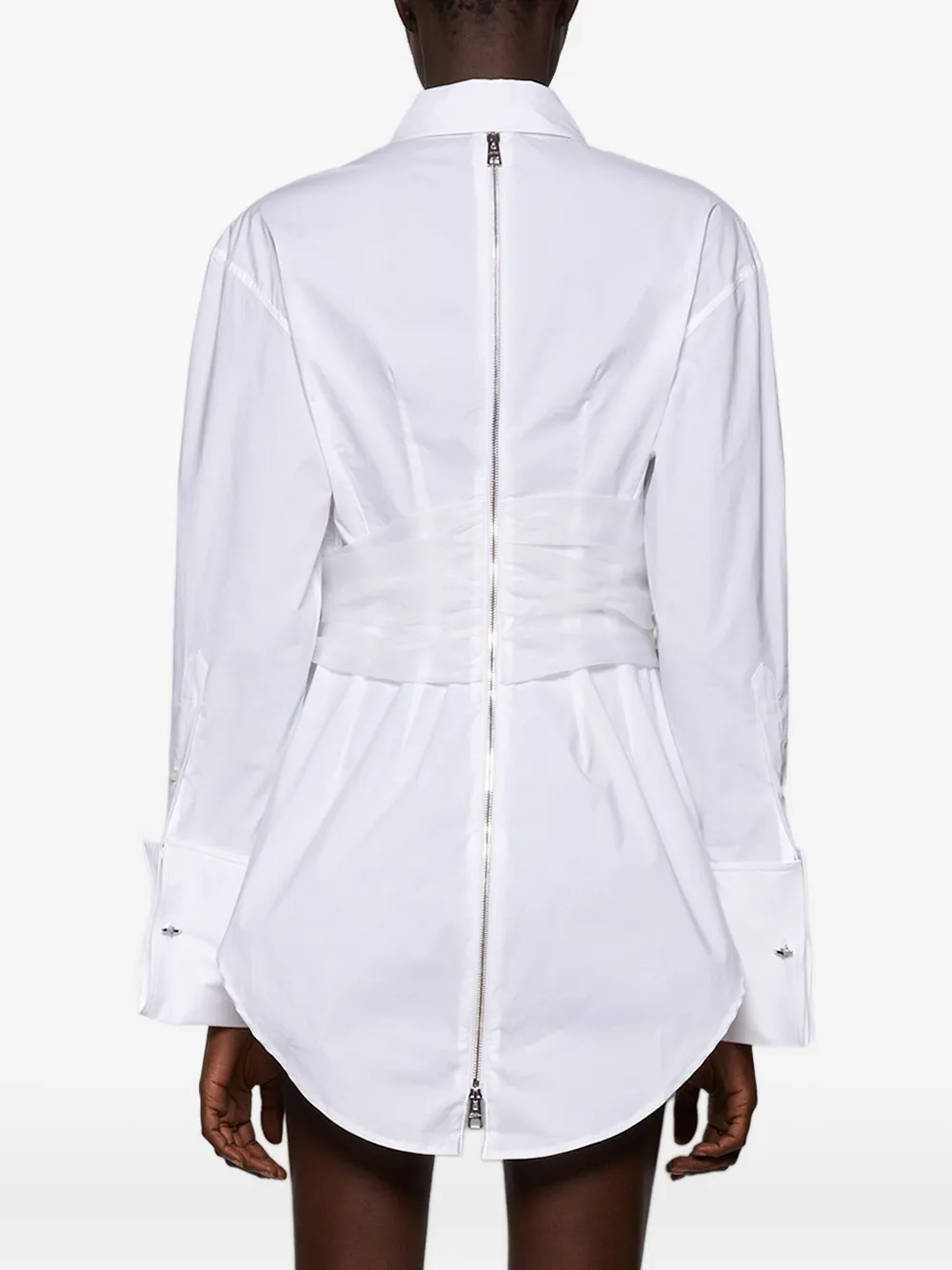 Jean Paul Gaultier draped zip-back shirt dress Wit