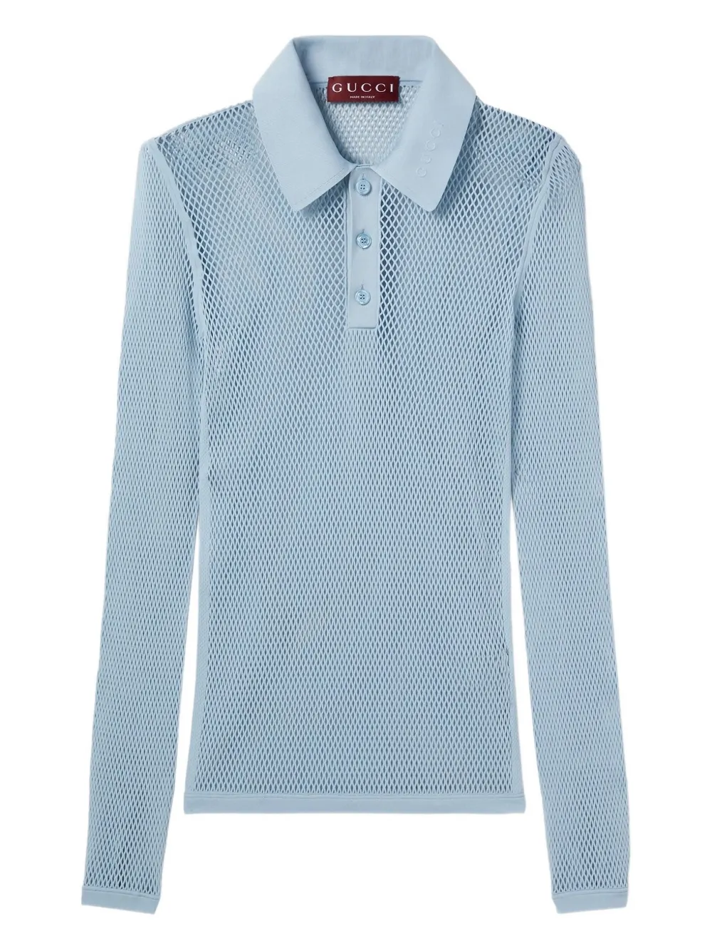 long-sleeve mesh polo shirt