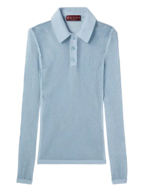 Gucci long-sleeve mesh polo shirt