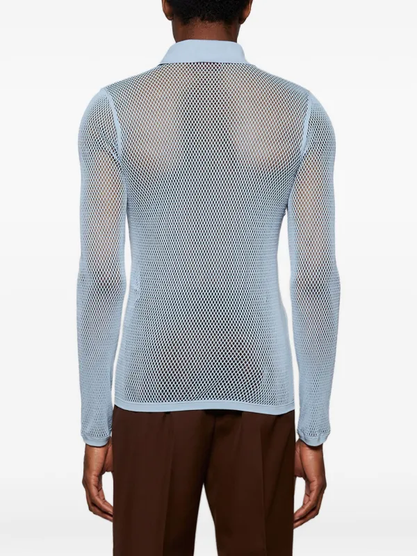 Gucci long-sleeve Mesh Polo Shirt | Blue | FARFETCH JO