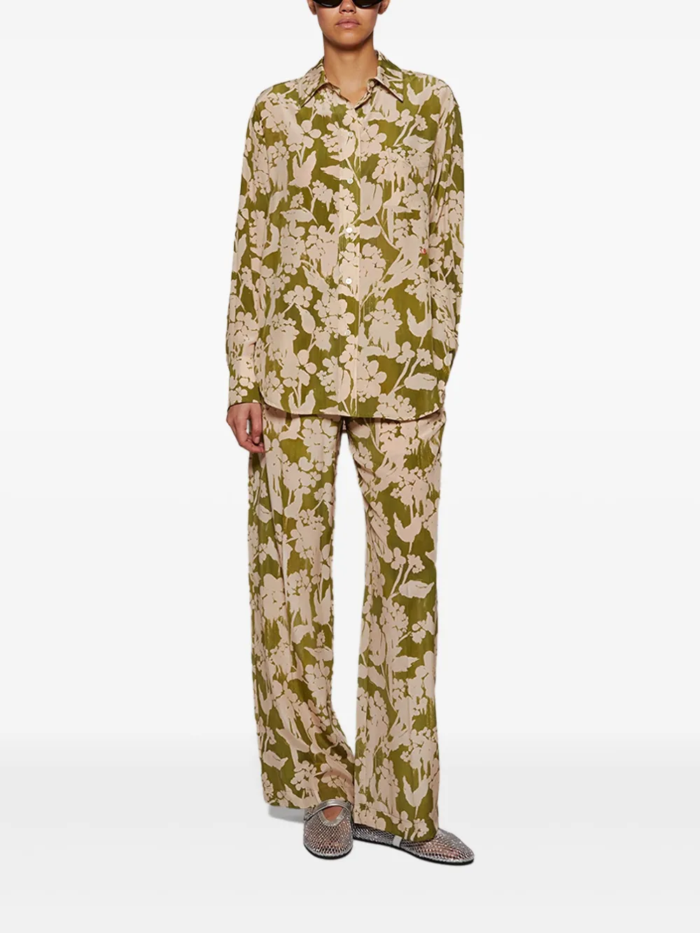 Victoria Beckham Broek met bloemenprint - Groen