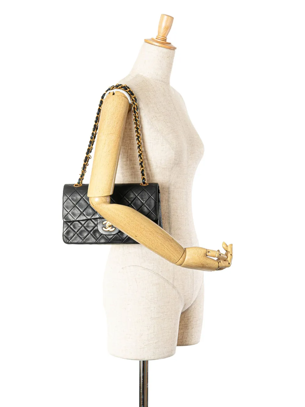 CHANEL Pre-Owned 1991-1994 kleine Classic lamsleren Double Flap schoudertas - Zwart