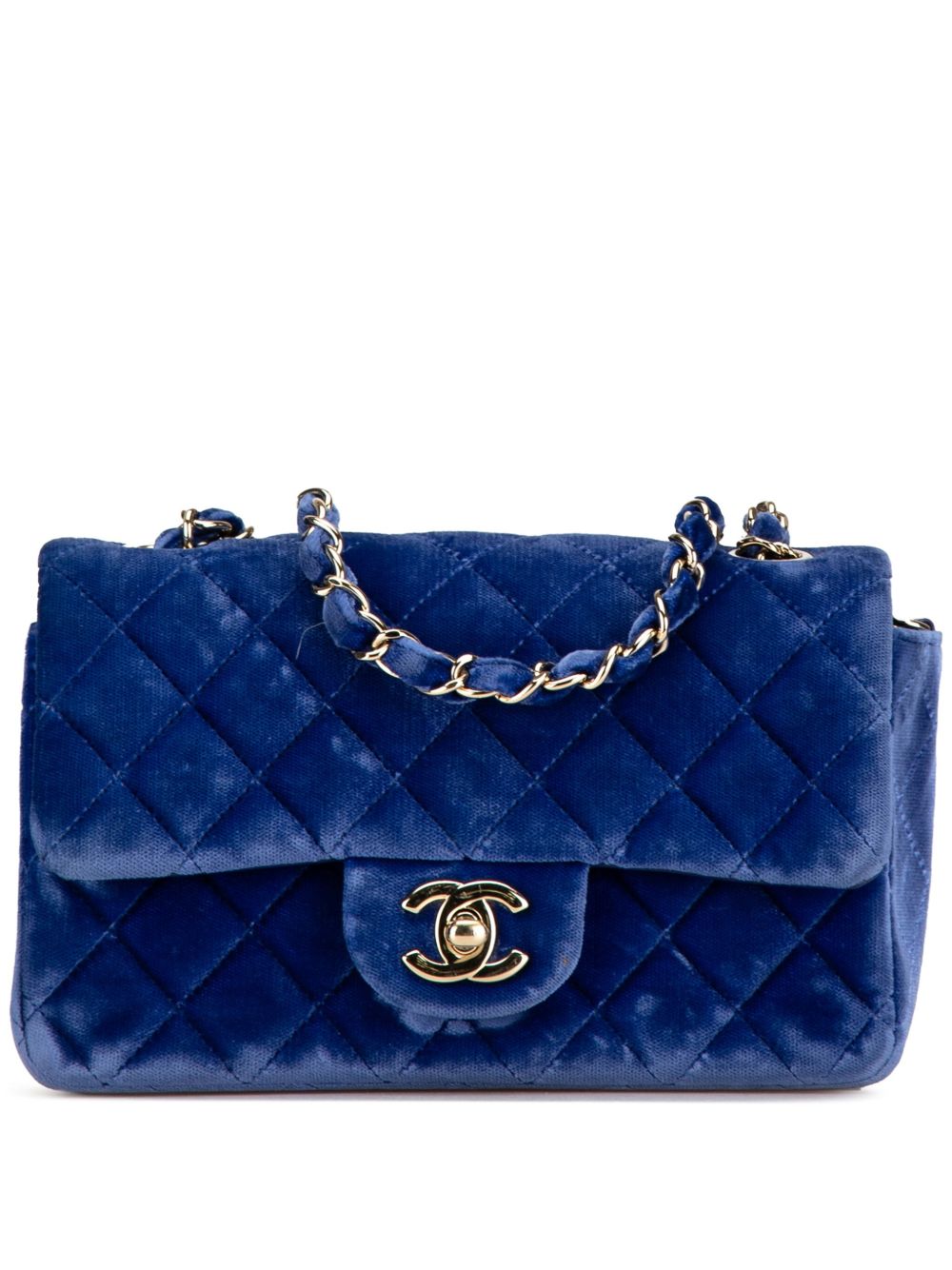 CHANEL 2015-2016 MINI RECTANGULAR CLASSIC VELVET SINGLE FLAP CROSSBODY BAG