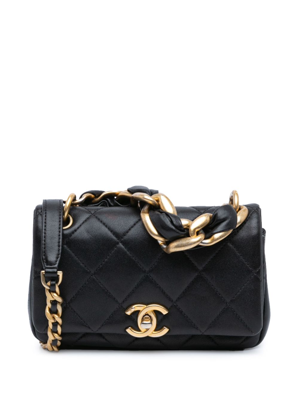 CHANEL 2021 SMALL QUILTED LAMBSKIN CHAIN IS MORE FLAP SATCHEL