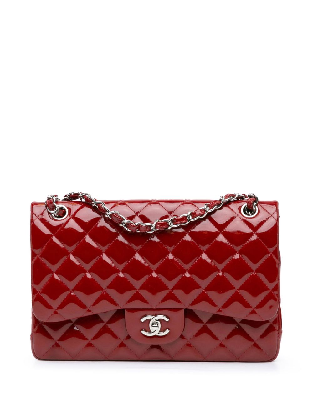 CHANEL 2011 JUMBO CLASSIC PATENT DOUBLE FLAP SHOULDER BAG