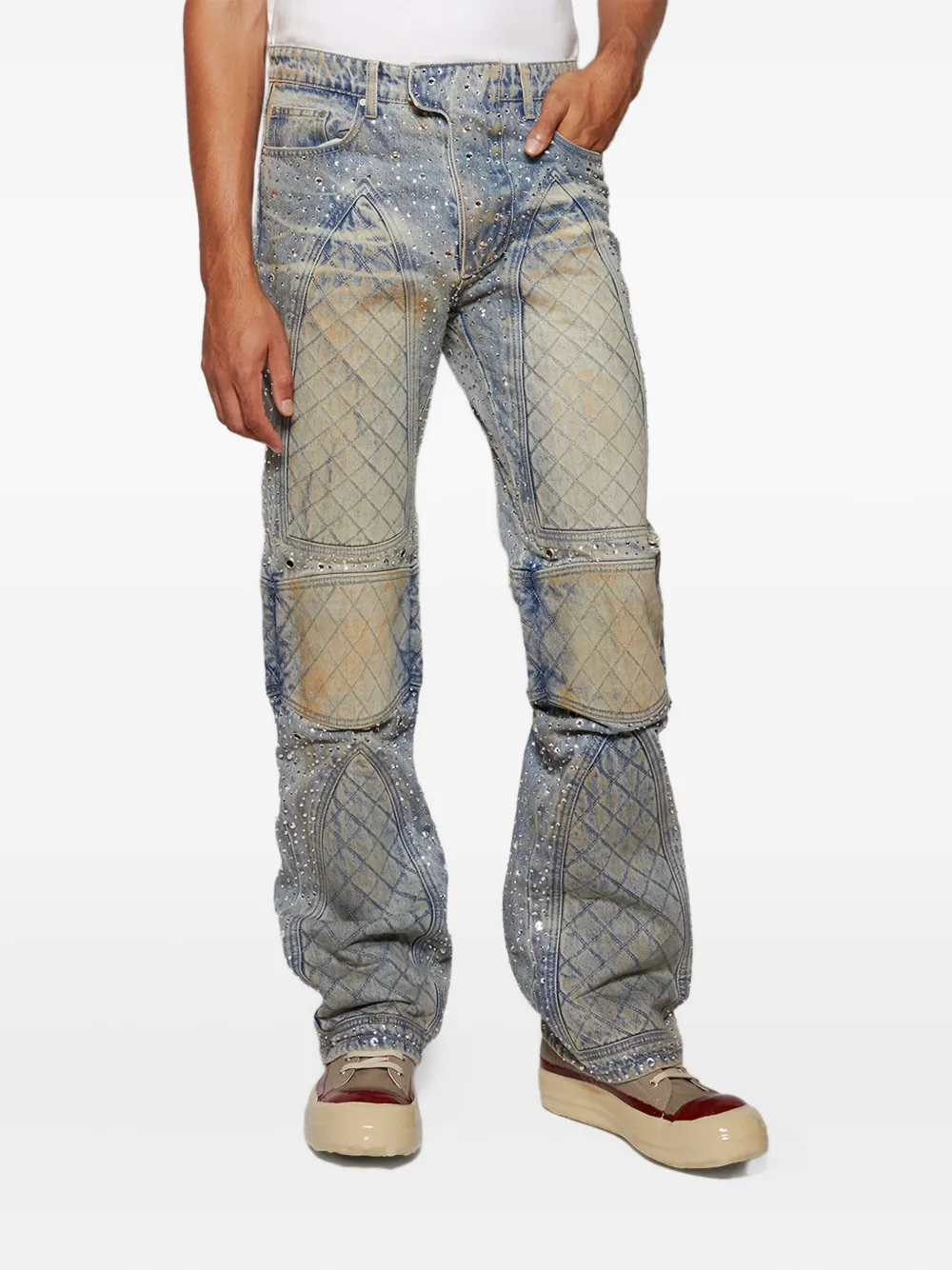 Who Decides War Jeans verfraaid met stras Blauw
