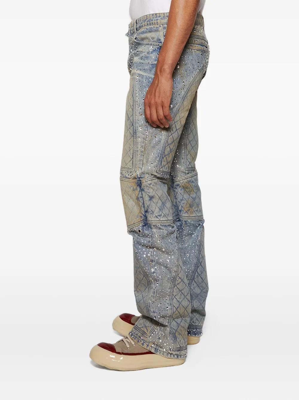 Who Decides War Jeans verfraaid met stras Blauw